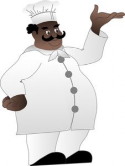 Clip art illustration of a fat African American baker or cook with a ...