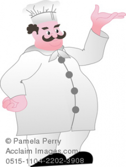 Clip Art Image of a Fat Cook With a Mustache