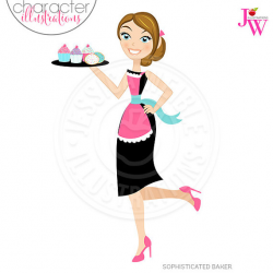 Stylish Sophisticated Baker Character Illustration Brunette