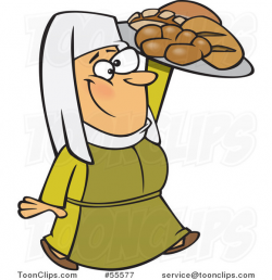 Cartoon Happy Medieval Castle Baker Lady Carrying Bread #55577 by ...