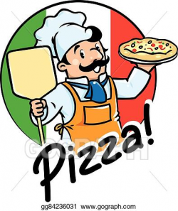 Vector Stock - Emblem of funny cook or baker with pizza ...