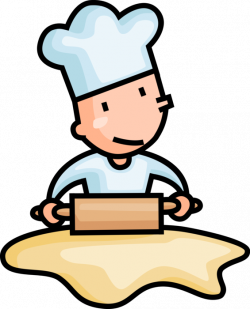 Retail Bakery Baker Rolls Dough - Vector Image