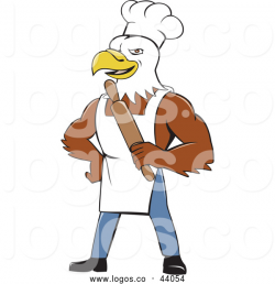 Logo of a Cartoon Bald Eagle Chef Baker Posing with a Rolling Pin by ...