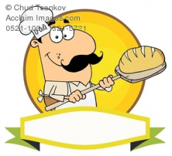Clipart Image of A Smiling Baker With a Loaf of Bread