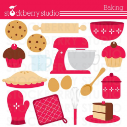 Baking clipart set. Mitten, mixer, whisk, bowl and more. File ...
