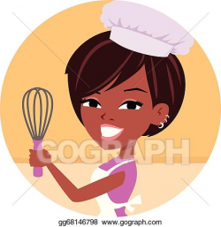 Vector Art - Woman baker chef african american. EPS clipart ...