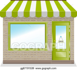Vector Illustration - Cute shop icon with green awnings. EPS Clipart ...