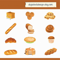 Bakery Clipart. Food Illustration. Bread, Cake, Pies ...