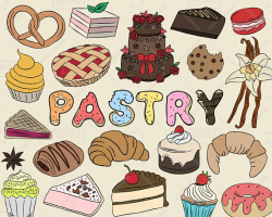 Pastry Clipart Vector Pack, Bakery Clipart, Sweets Clipart, Baking ...