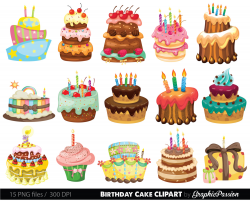 Birthday Cake Clipart. Cake Illustration. Birthday Cake