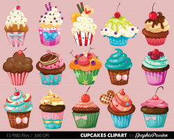 Cupcakes clipart digital cupcake clip art cupcake digital