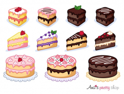 Cake clipart, piece of cake clipart, bakery clipart, pastry clipart, sweet  clipart, dessert clipart, vector graphics