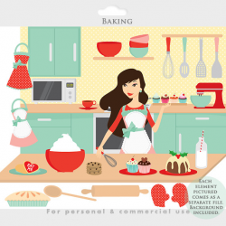 Baking clipart cooking clip art kitchen girl aprons