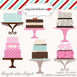 Cakes Clipart Set - clip art set of elegant cakes - personal use ...
