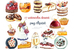 Watercolor cake, dessert clipart ~ Illustrations ~ Creative Market