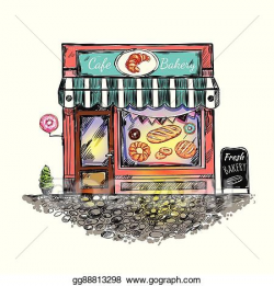 Vector Art - Outdoor cafe bakery sketch. Clipart Drawing gg88813298 ...