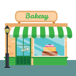 Bakery Shop, stores front icon flat style. Vector ...