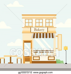 EPS Vector - Bakery store front building background ...