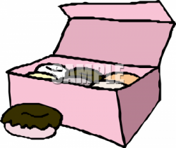 Clipart Picture of a Pink Bakery Box Full of Donuts - foodclipart.com