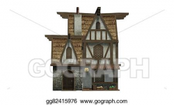 Drawing - Medieval bakery building. Clipart Drawing gg82415976 - GoGraph