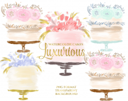 Watercolor cake Clipart Watercolor Bakery Clipart Wedding Cake ...