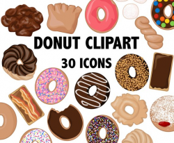 DONUT CLIPART bakery icons - Printable pastry food icons ...