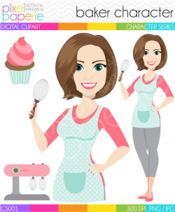 character clipart baker bakery logo baking cupcake - Baker Character  Clipart - CS001