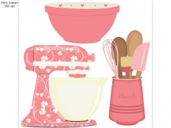 Kitchen Baking clipart set pink mixer utensils and by Lovelytocu ...