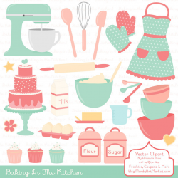 Professional Baking Clipart & Vectors in Mint and Coral