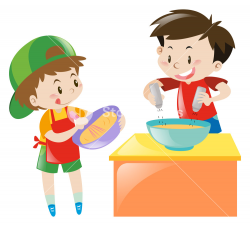 Two boys cooking and baking illustration Royalty-Free Stock Image ...
