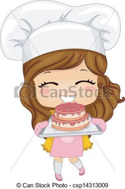 Vector - Little Girl Baking Cake - stock illustration, royalty free ...