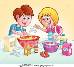 Vector Stock - Kids mixing up a recipe . Clipart Illustration ...