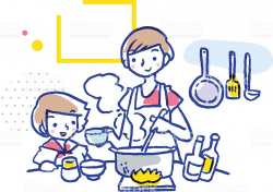child helping mother in kitchen clipart - Clipground