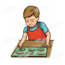 Abeka | Clip Art | Boy Baking—cookies on cookie sheet