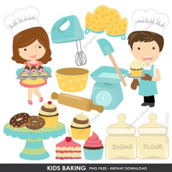 Baking Clip Art, Kids Baking Clipart, Kitchen Cooking Kids ...