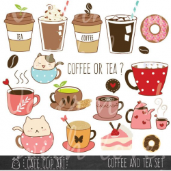 Coffee and Tea Clipart/ Donut and Latte clipart/Baking ...