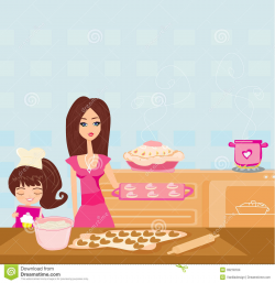 Baking clipart mother daughter - Pencil and in color baking clipart ...