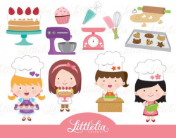 Baking girl clipart - girls cooking clipart - 15106 ...