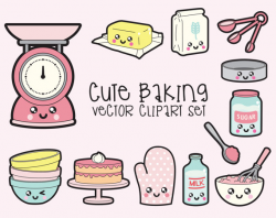 Premium Vector Clipart Kawaii Baking Clipart Kawaii baking