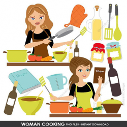 Cooking Kitchen Clipart Set Baking Clipart Woman Chef