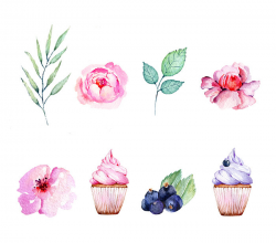 Cake Clipart, Watercolor Clipart Cake Clipart PNG Bouquets Peonies ...
