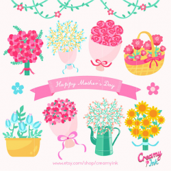Happy Mother's Day Flower Digital Vector Clip art / Mothers Day ...