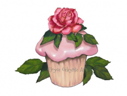 Cupcake Clipart Hand Drawn Clip Art Pink by ...