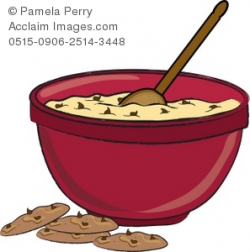 Clip Art Illustration of a Mixing Bowl Full of Chocolate Chip Cookie ...
