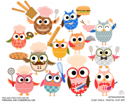 Owl clipart cooking - Pencil and in color owl clipart cooking