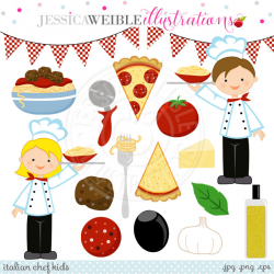 Italian Chef Kids Cute Digital Clipart Commercial Use OK