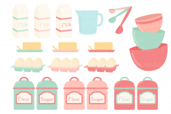 Vector Baking Clipart in Mint & Coral by Amanda Ilkov ...
