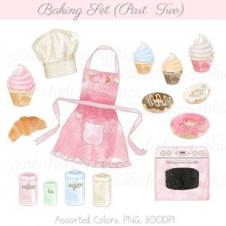 Baking Set Clipart Watercolor pastel vintage by PinkaholicGraphics ...