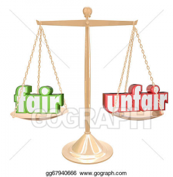 Drawing - Fair vs unfair words scale balance justice ...