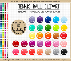 SALE 100 TENNIS BALL clipart rainbow tennis stickers sports ...
